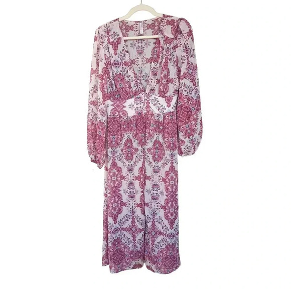 Xhilaration Crepe CHiffon Abstract Floral Print Long Sleeve Maxi Overlay Duster - Picture 1 of 7